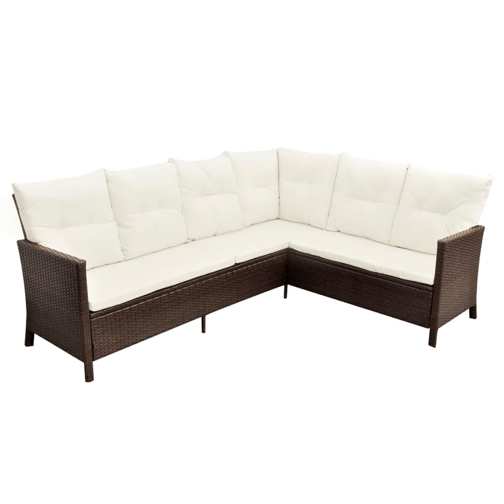 4 Piece Patio Lounge Set with Cushions Poly Rattan Brown at Set Shop and Smile