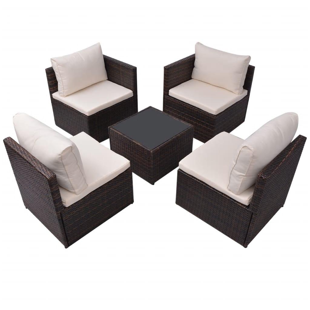 Patio Sofa Set 13 Pieces Poly Rattan Brown at Set Shop and Smile