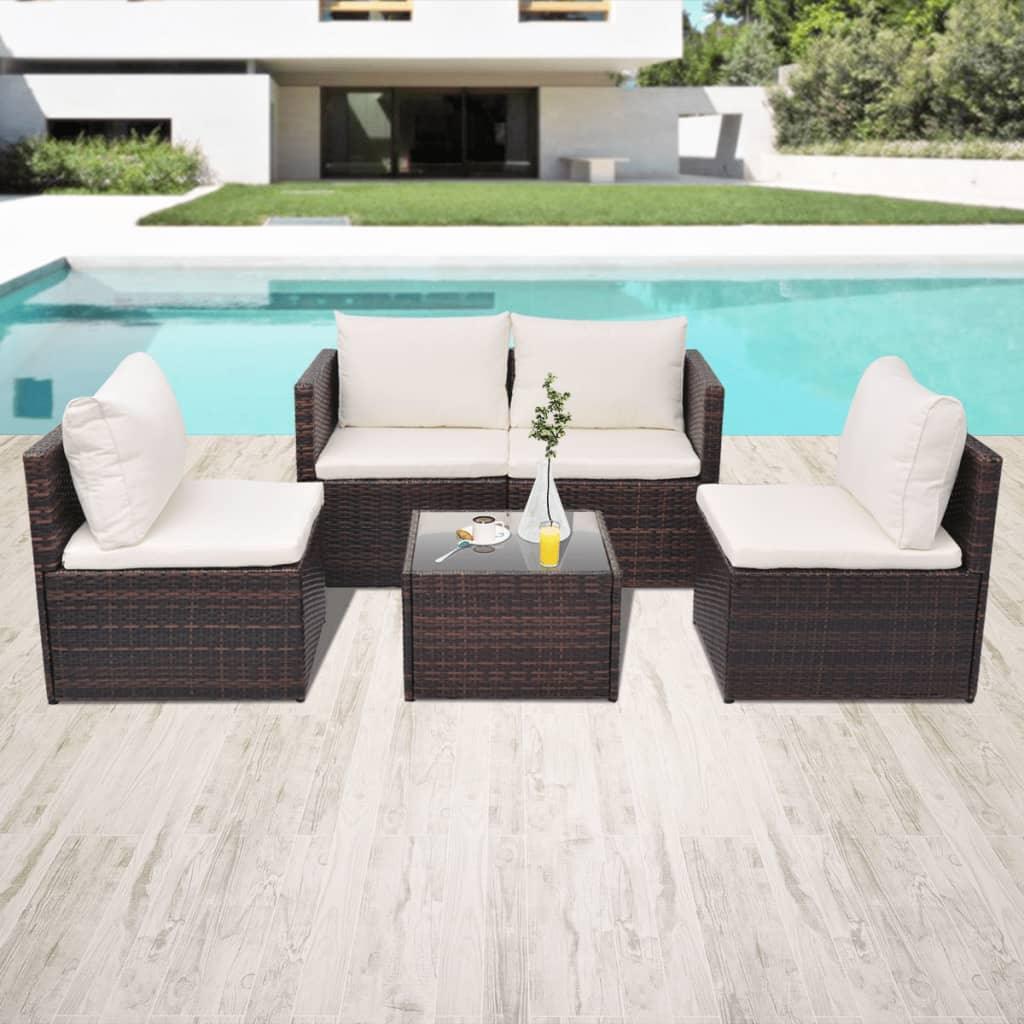 Patio Sofa Set 13 Pieces Poly Rattan Brown at Set Shop and Smile