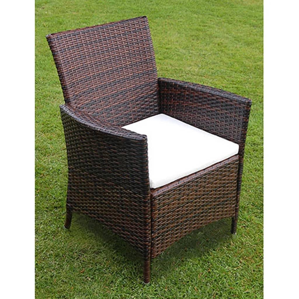 9 Piece Patio Dining Set with Cushions Poly Rattan Brown at Set Shop and Smile