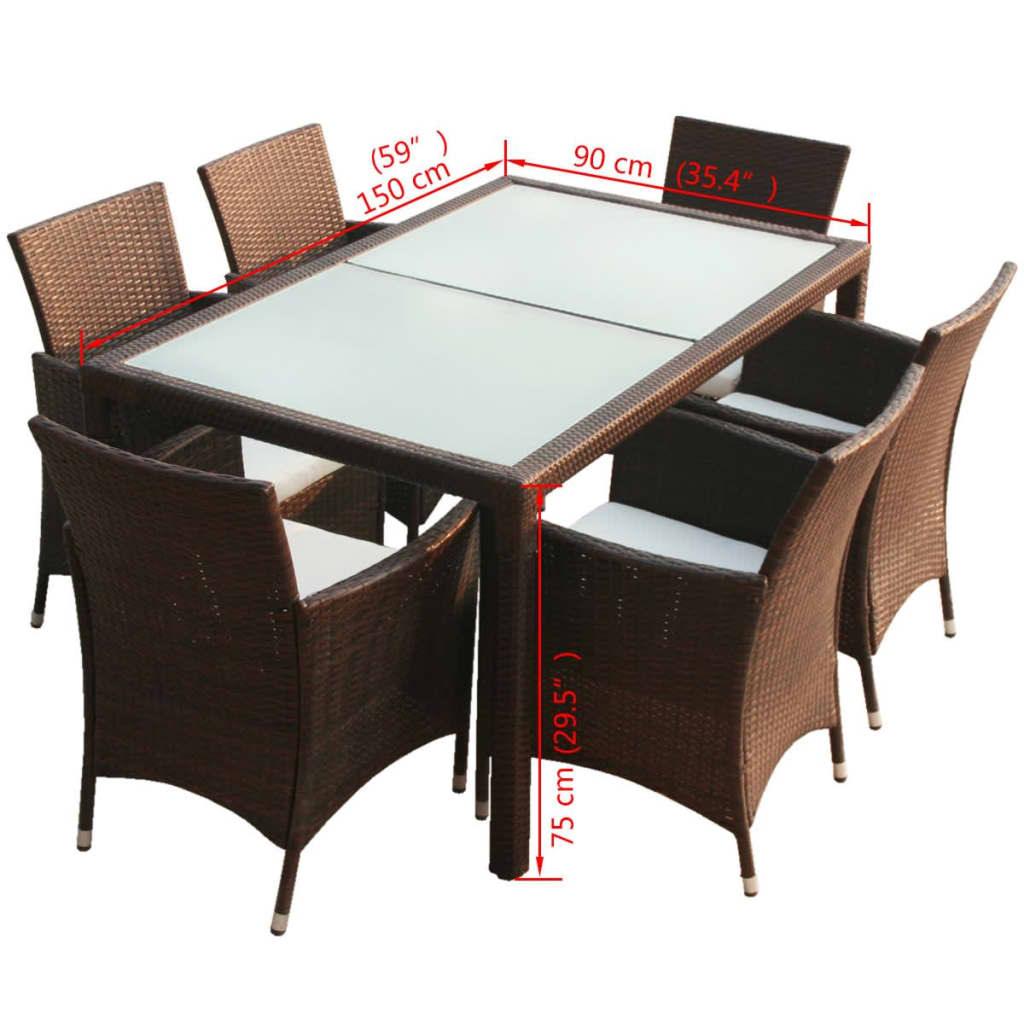 7 Piece Patio Dining Set with Cushions Poly Rattan Brown at Set Shop and Smile