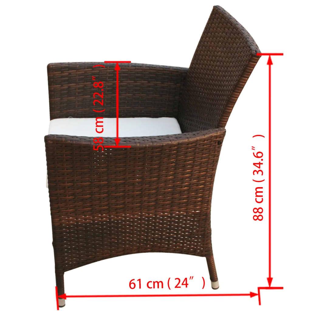7 Piece Patio Dining Set with Cushions Poly Rattan Brown at Set Shop and Smile