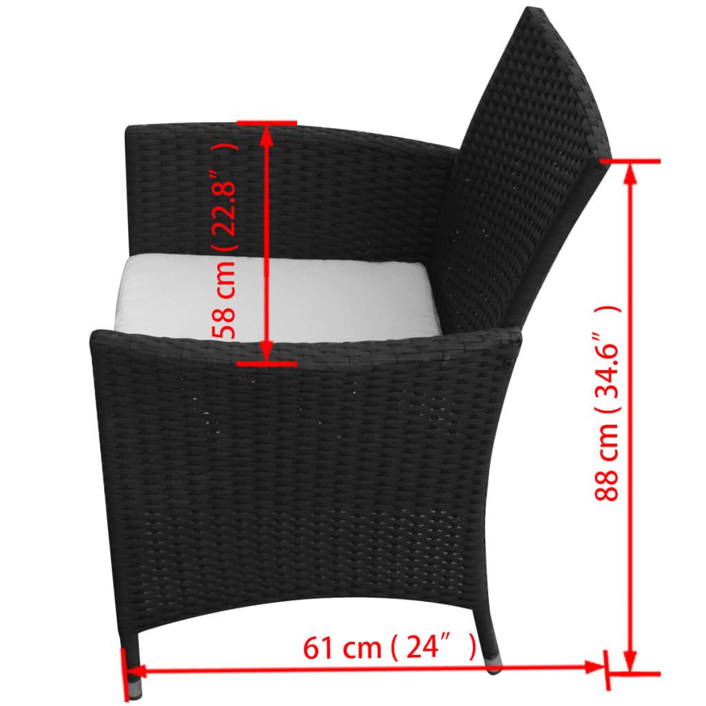 7 Piece Patio Dining Set with Cushions Poly Rattan Black at Set Shop and Smile