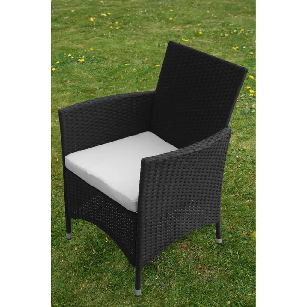 5 Piece Patio Dining Set with Cushions Poly Rattan Black at Set Shop and Smile