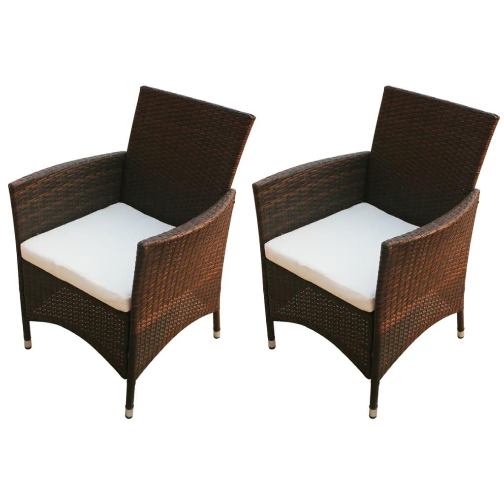 Patio Chairs 2 pcs Poly Rattan Brown at Set Shop and Smile