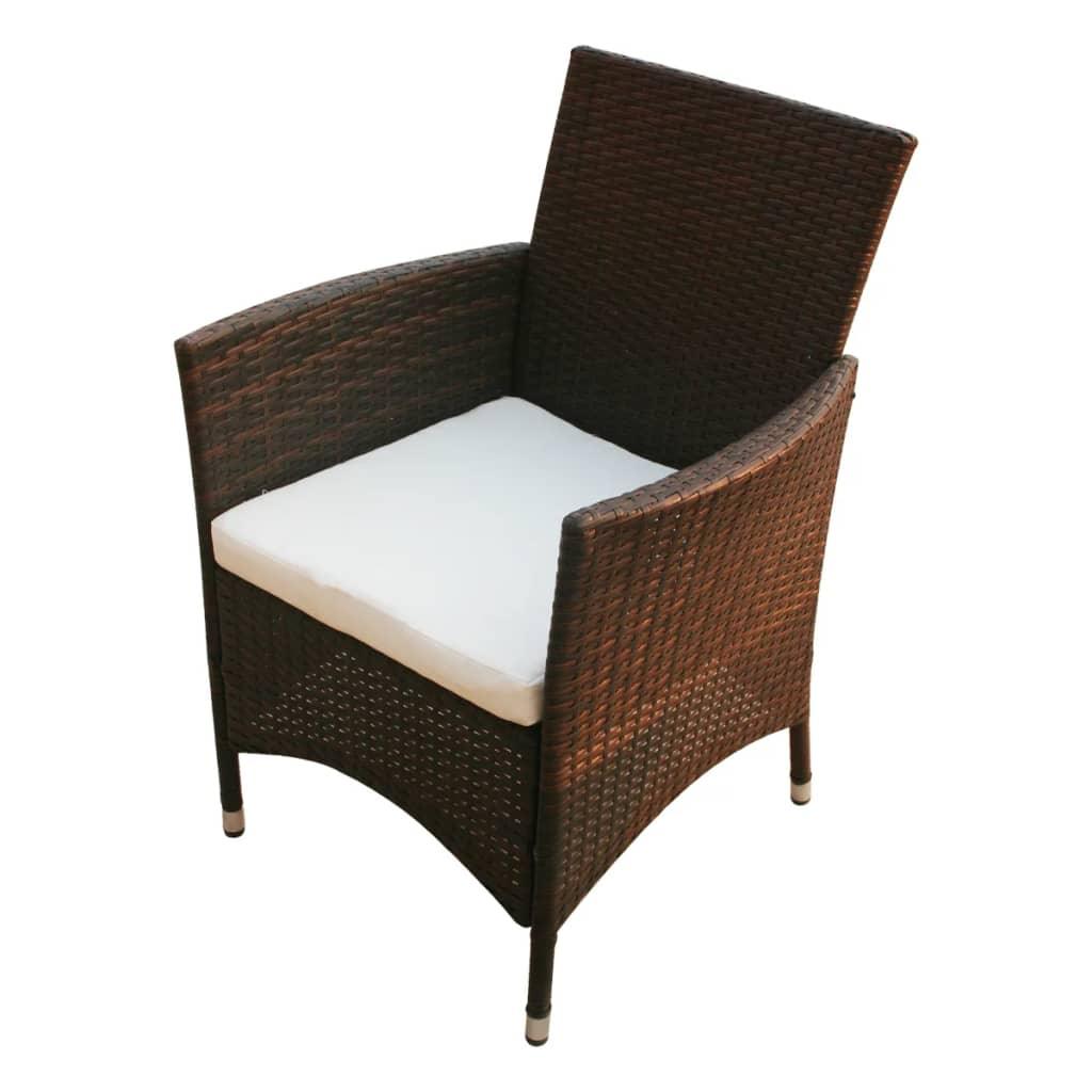 Patio Chairs 2 pcs Poly Rattan Brown at Set Shop and Smile