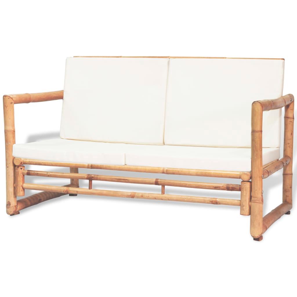 4 Piece Patio Lounge Set with Cushions Bamboo at Set Shop and Smile