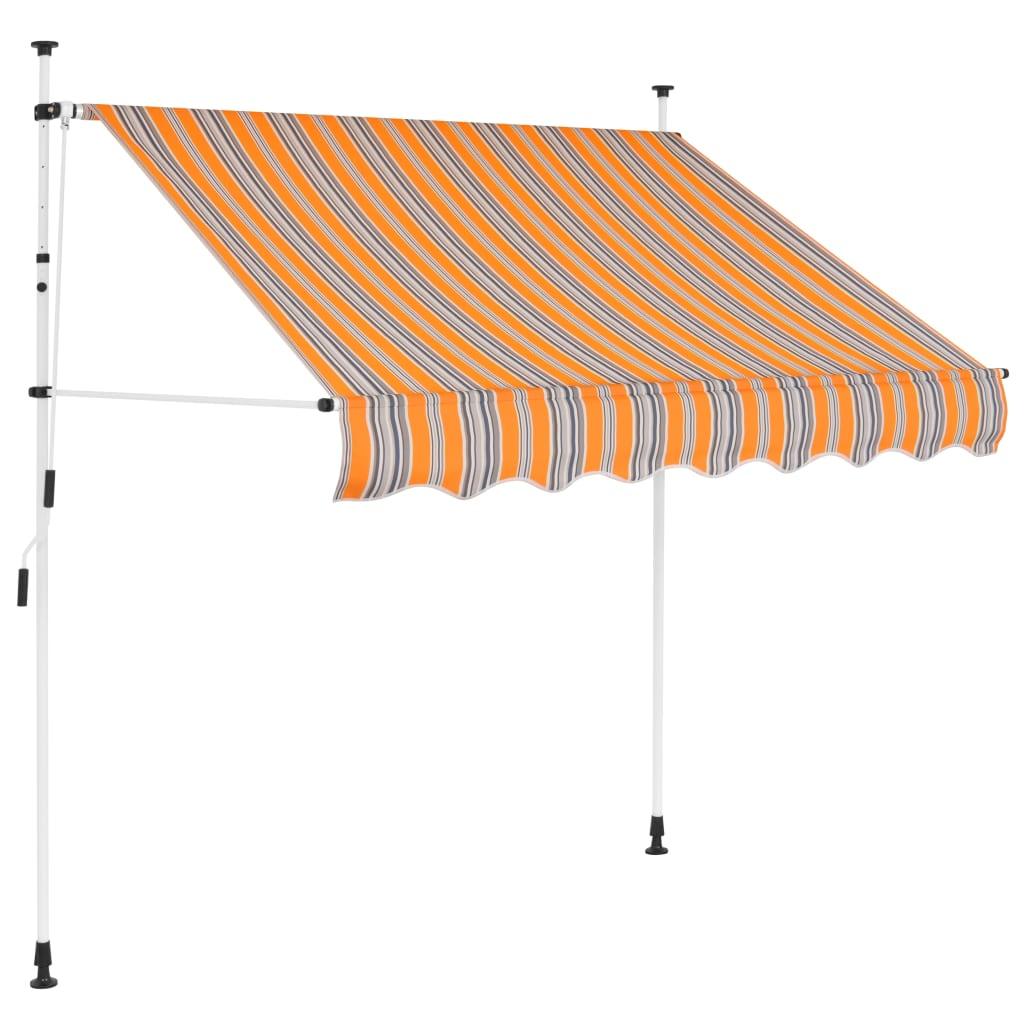 Manual Retractable Awning 78.7" Yellow and Blue Stripes at Set Shop and Smile