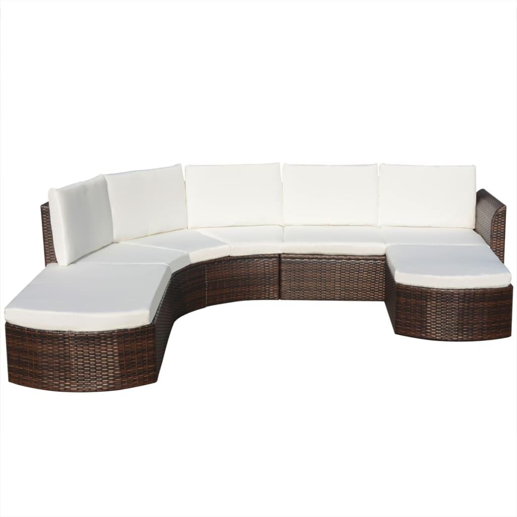 4 Piece Patio Lounge Set with Cushions Poly Rattan Brown at Set Shop and Smile