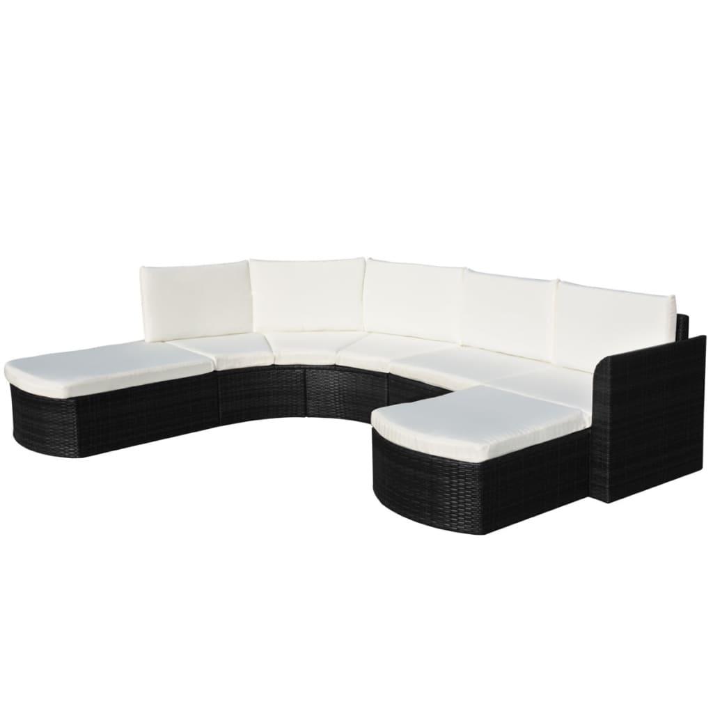 4 Piece Patio Lounge Set with Cushions Poly Rattan Black at Set Shop and Smile