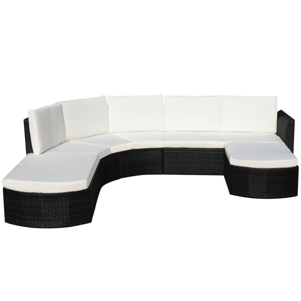 4 Piece Patio Lounge Set with Cushions Poly Rattan Black at Set Shop and Smile