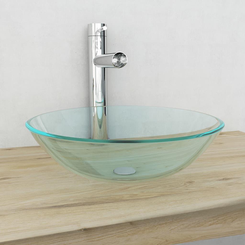 Basin Tempered Glass 16.5" Transparent at Set Shop and Smile