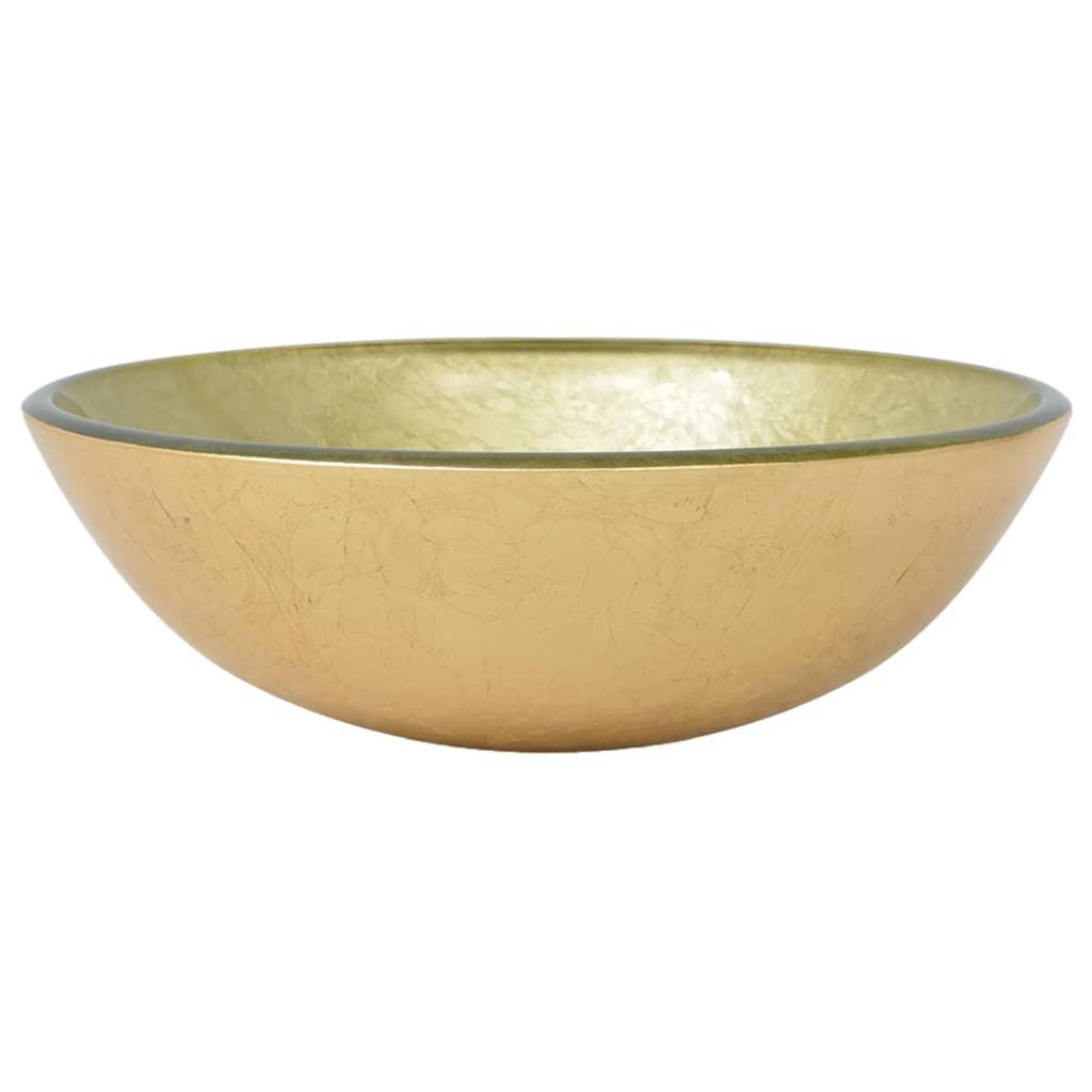 Basin Tempered Glass 16.5" Gold at Set Shop and Smile