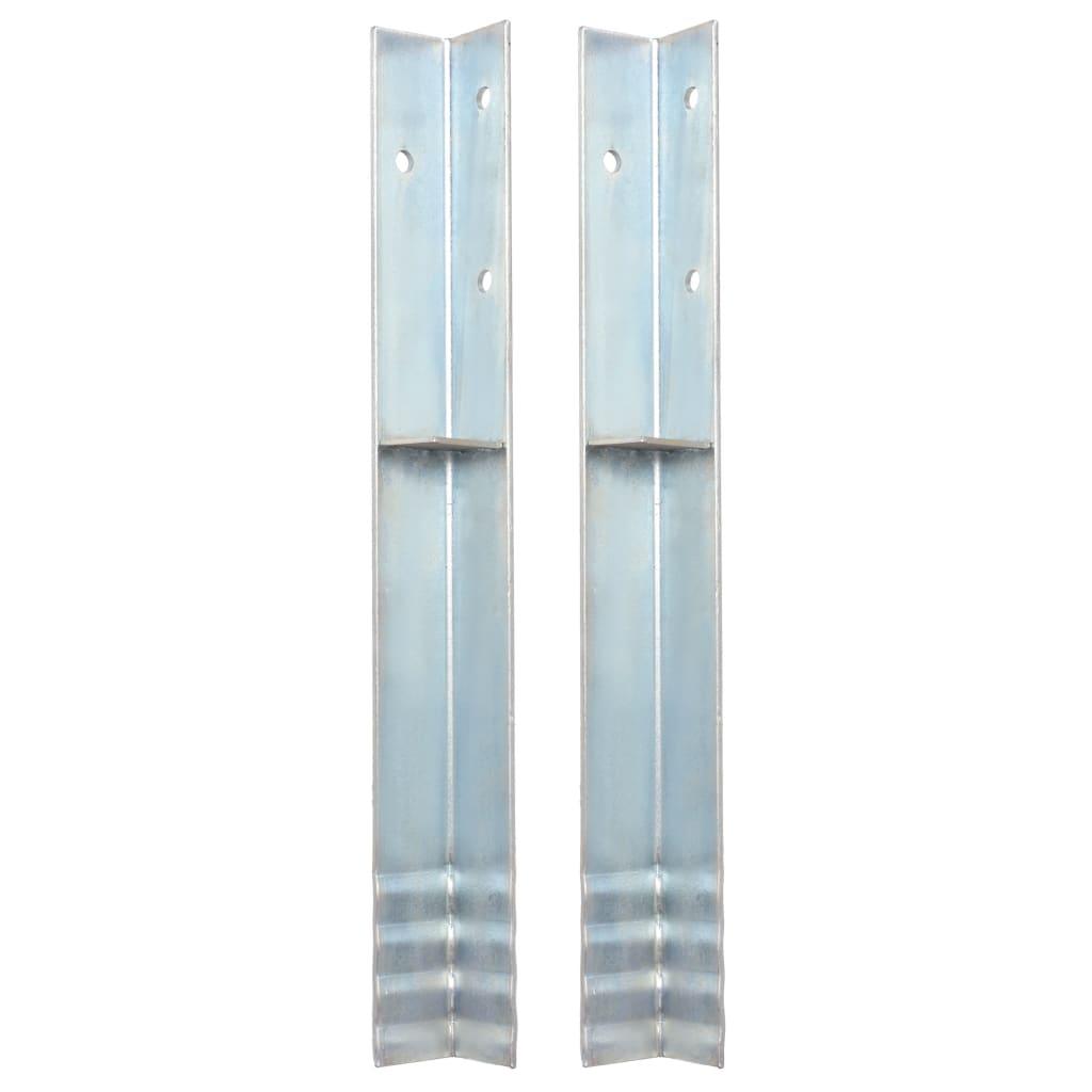 L-shaped Ground Anchors 2 pcs Galvanized Steel 2"x2"x19.7" at Set Shop and Smile
