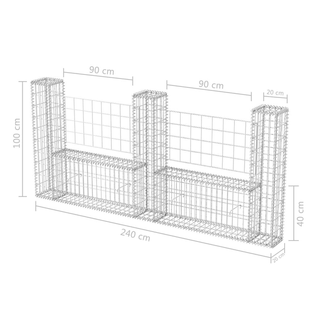 Gabion Basket U-Shape Galvanized Steel 94.5"x7.9x39.4" at Set Shop and Smile