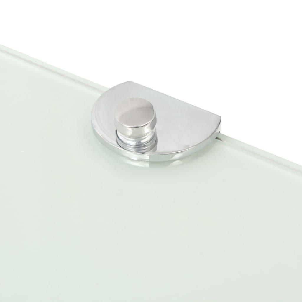 Corner Shelf with Chrome Supports Glass White 9.8"x9.8" at Set Shop and Smile