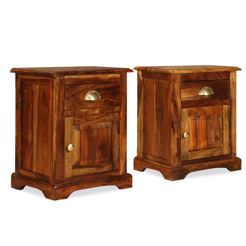 Bedside Cabinet 2 pcs 15.7"x11.8"x19.7" Solid Sheesham Wood at Set Shop and Smile