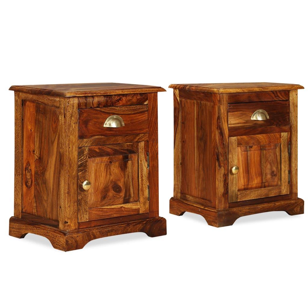 Bedside Cabinet 2 pcs 15.7"x11.8"x19.7" Solid Sheesham Wood at Set Shop and Smile