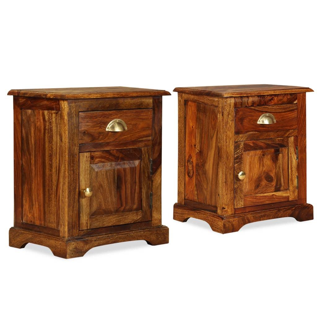 Bedside Cabinet 2 pcs 15.7"x11.8"x19.7" Solid Sheesham Wood at Set Shop and Smile