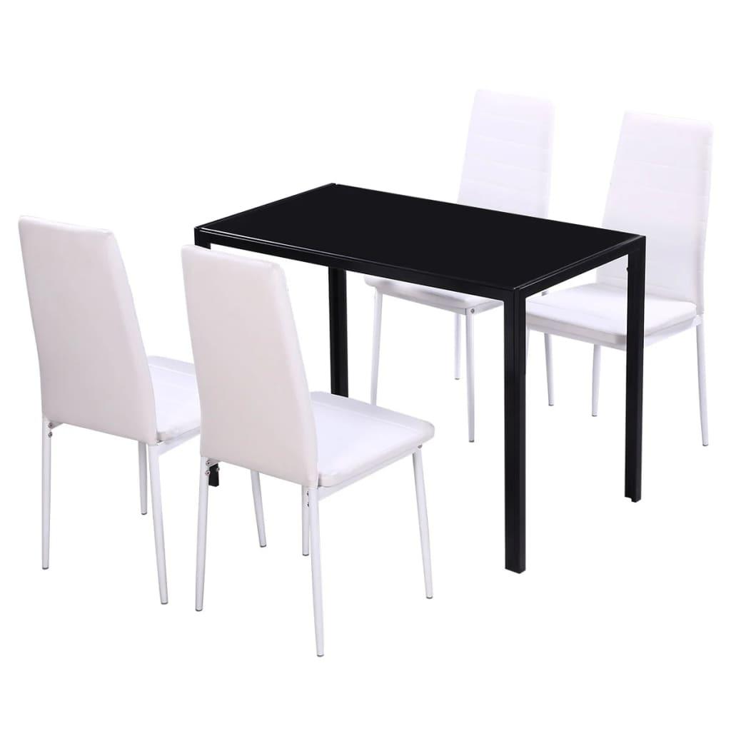 Five Piece Dining Table and Chair Set Black and White at Set Shop and Smile