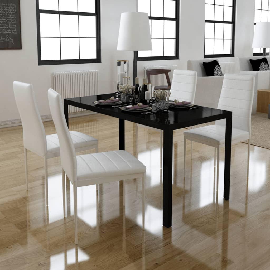 Five Piece Dining Table and Chair Set Black and White at Set Shop and Smile