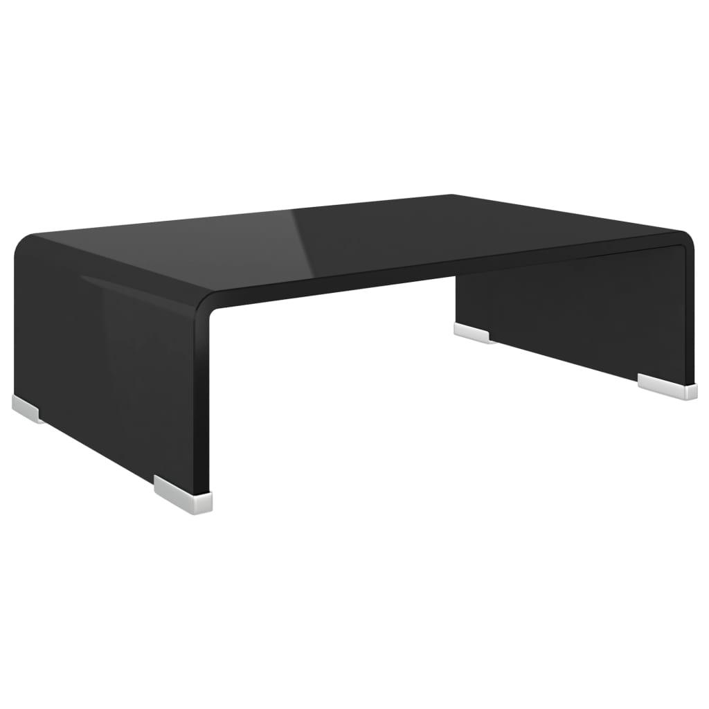 TV Stand / Monitor Riser Glass Black 15.7"x9.8"x4.3" at Set Shop and Smile