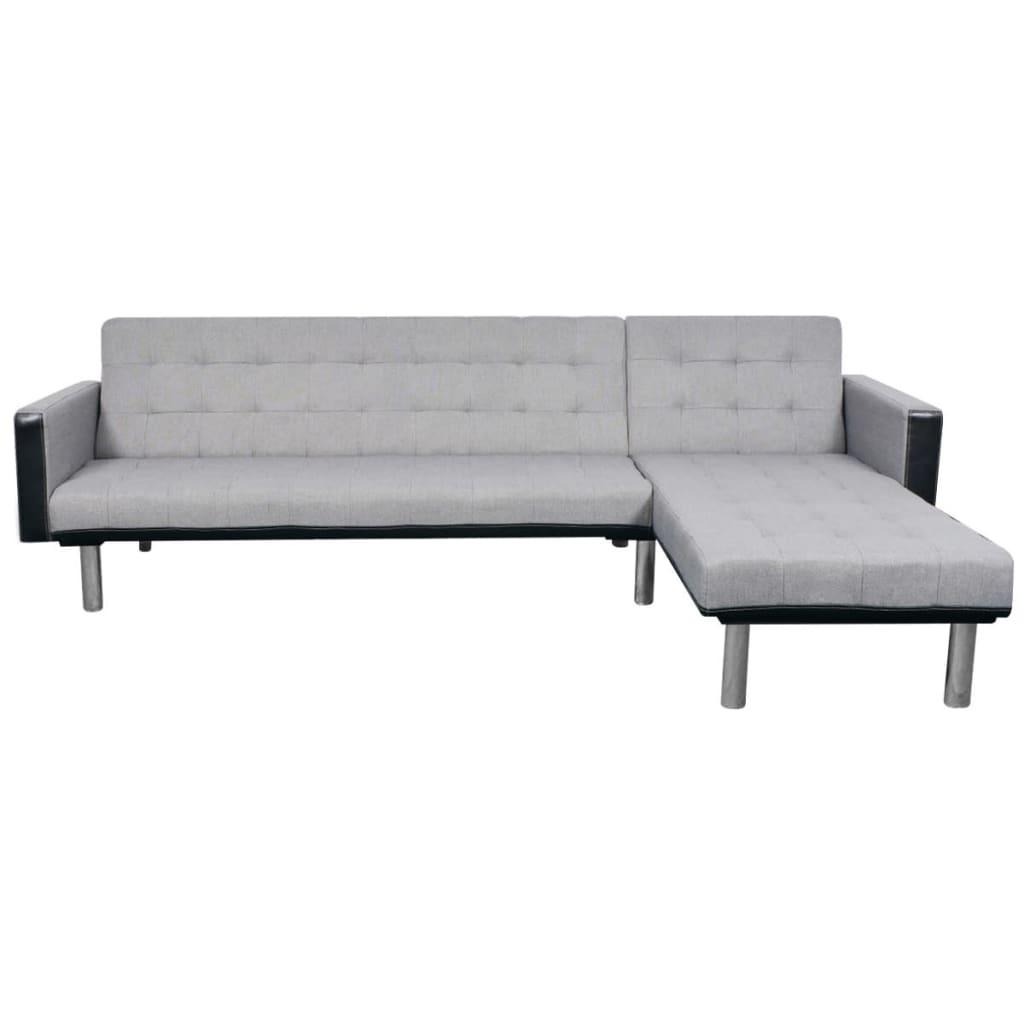 L-shaped Sofa Bed Fabric Black and Gray at Set Shop and Smile