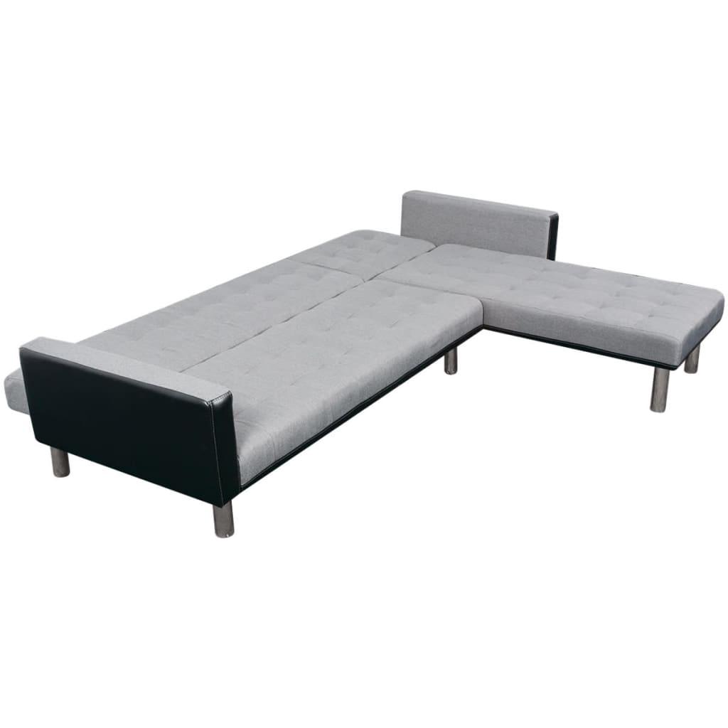 L-shaped Sofa Bed Fabric Black and Gray at Set Shop and Smile