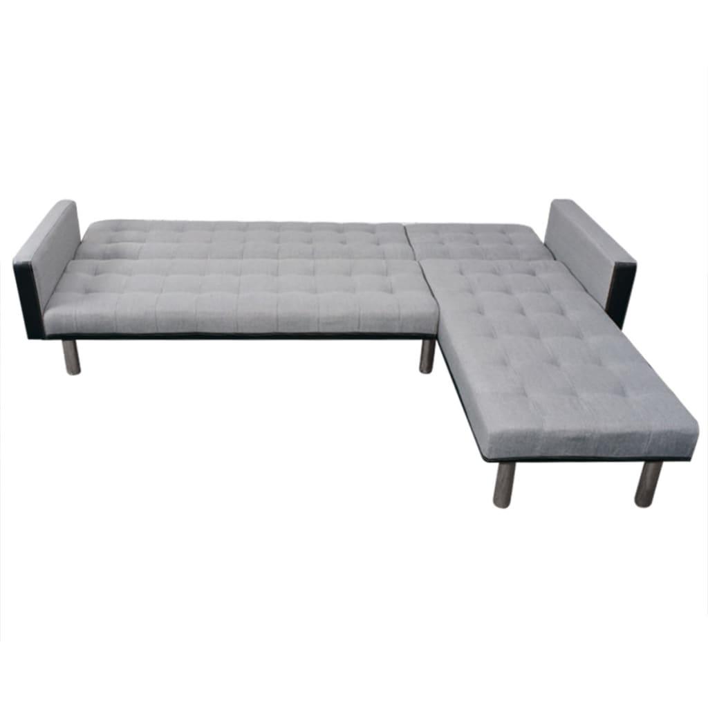 L-shaped Sofa Bed Fabric Black and Gray at Set Shop and Smile