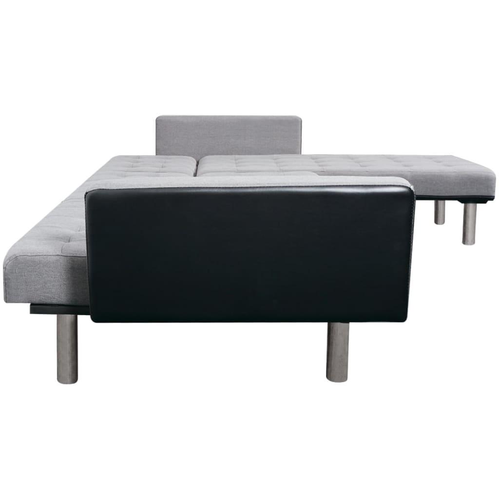 L-shaped Sofa Bed Fabric Black and Gray at Set Shop and Smile