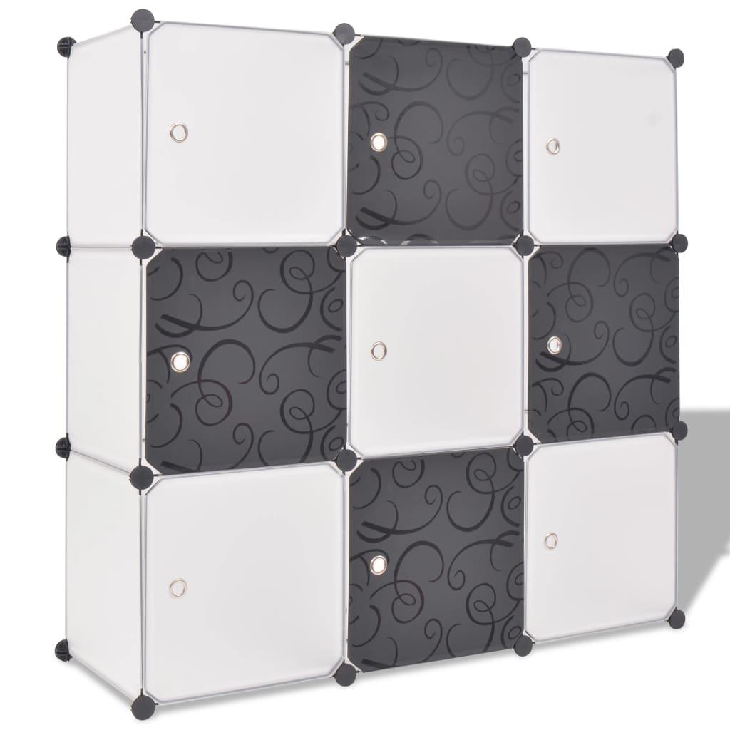 Storage Cube Organizer with 9 Compartments Black and White at Set Shop and Smile