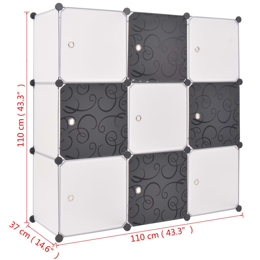 Storage Cube Organizer with 9 Compartments Black and White at Set Shop and Smile