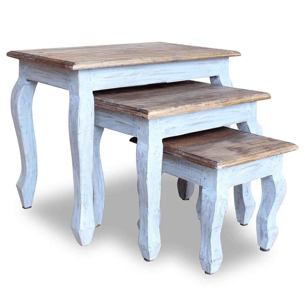 Nesting Table Set 3 Pieces Solid Reclaimed Wood at Set Shop and Smile
