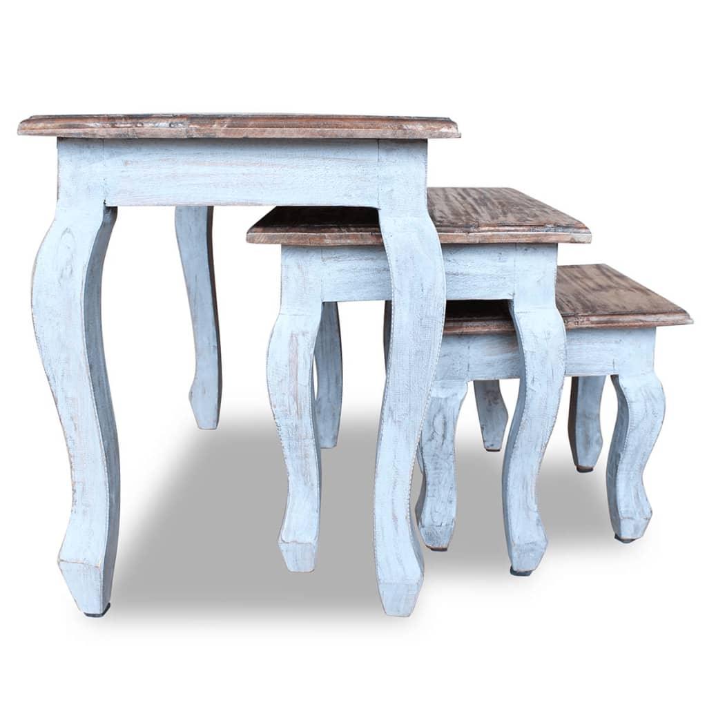 Nesting Table Set 3 Pieces Solid Reclaimed Wood at Set Shop and Smile