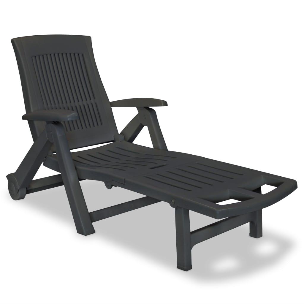 Sun Lounger with Footrest Plastic Anthracite at Set Shop and Smile