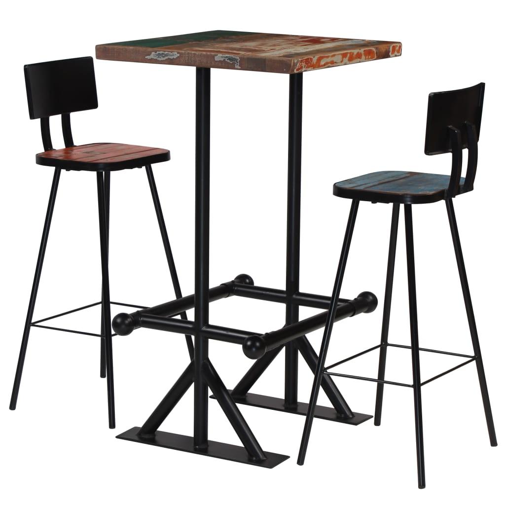 Bar Set 3 Piece Solid Reclaimed Wood Multicolor at Set Shop and Smile