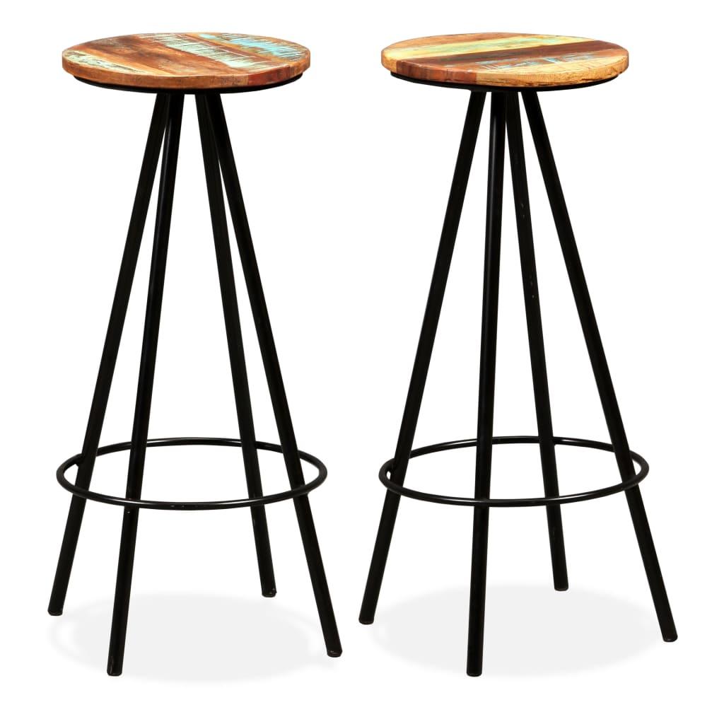 Bar Stools 2 pcs Solid Reclaimed Wood at Set Shop and Smile