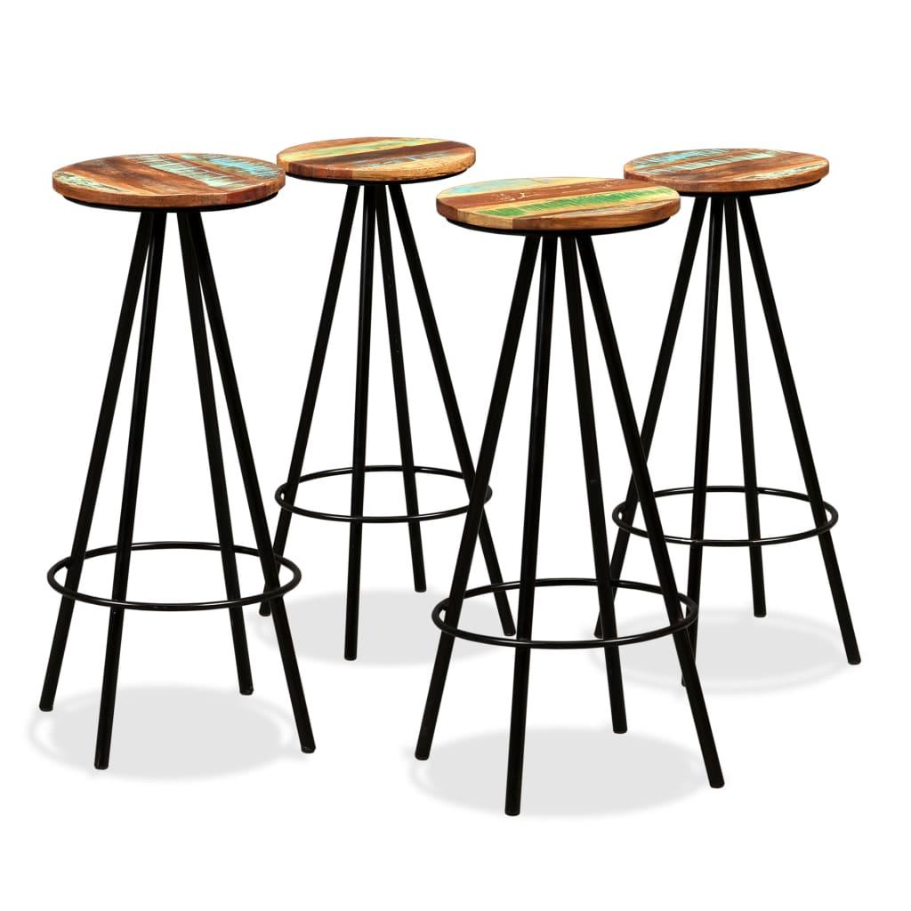 Bar Stools 4 pcs Solid Reclaimed Wood at Set Shop and Smile