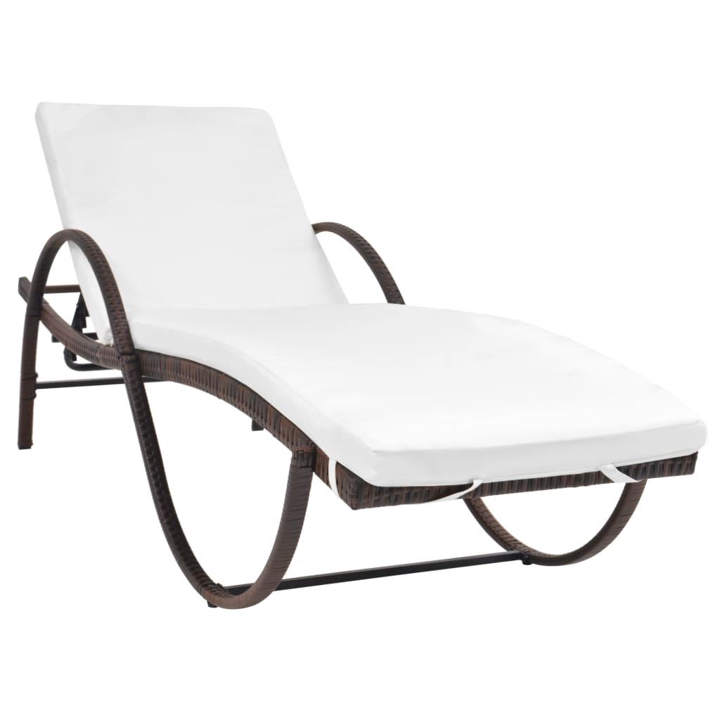 Sun Loungers 2 pcs with Table Poly Rattan Brown at Set Shop and Smile