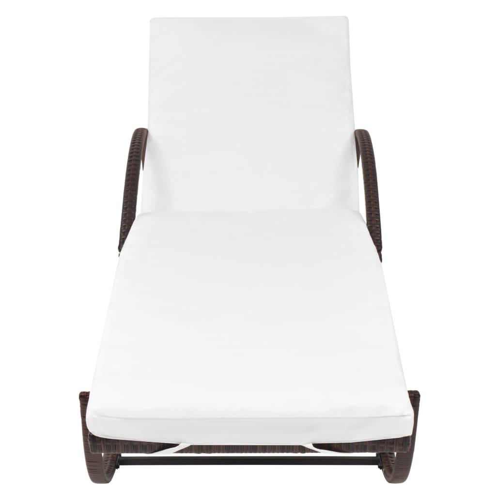 Sun Loungers 2 pcs with Table Poly Rattan Brown at Set Shop and Smile