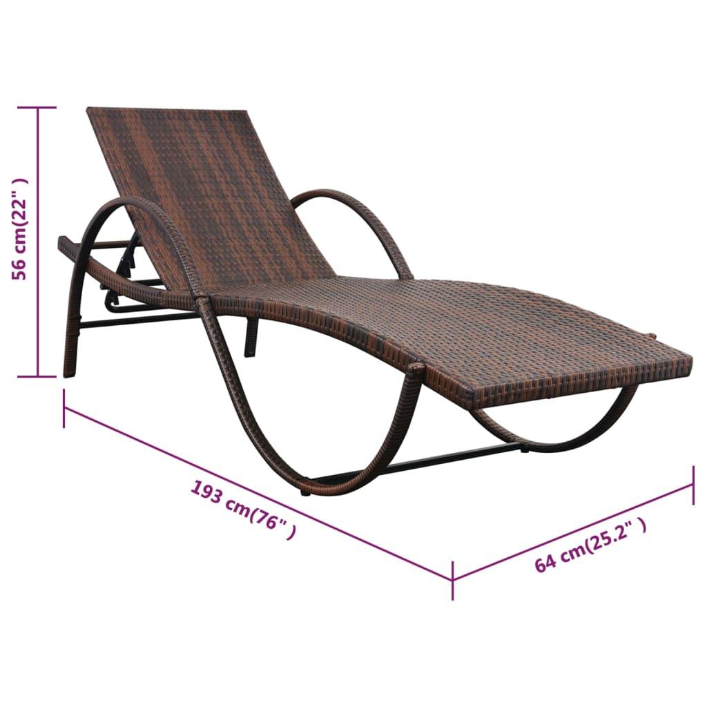 Sun Loungers 2 pcs with Table Poly Rattan Brown at Set Shop and Smile