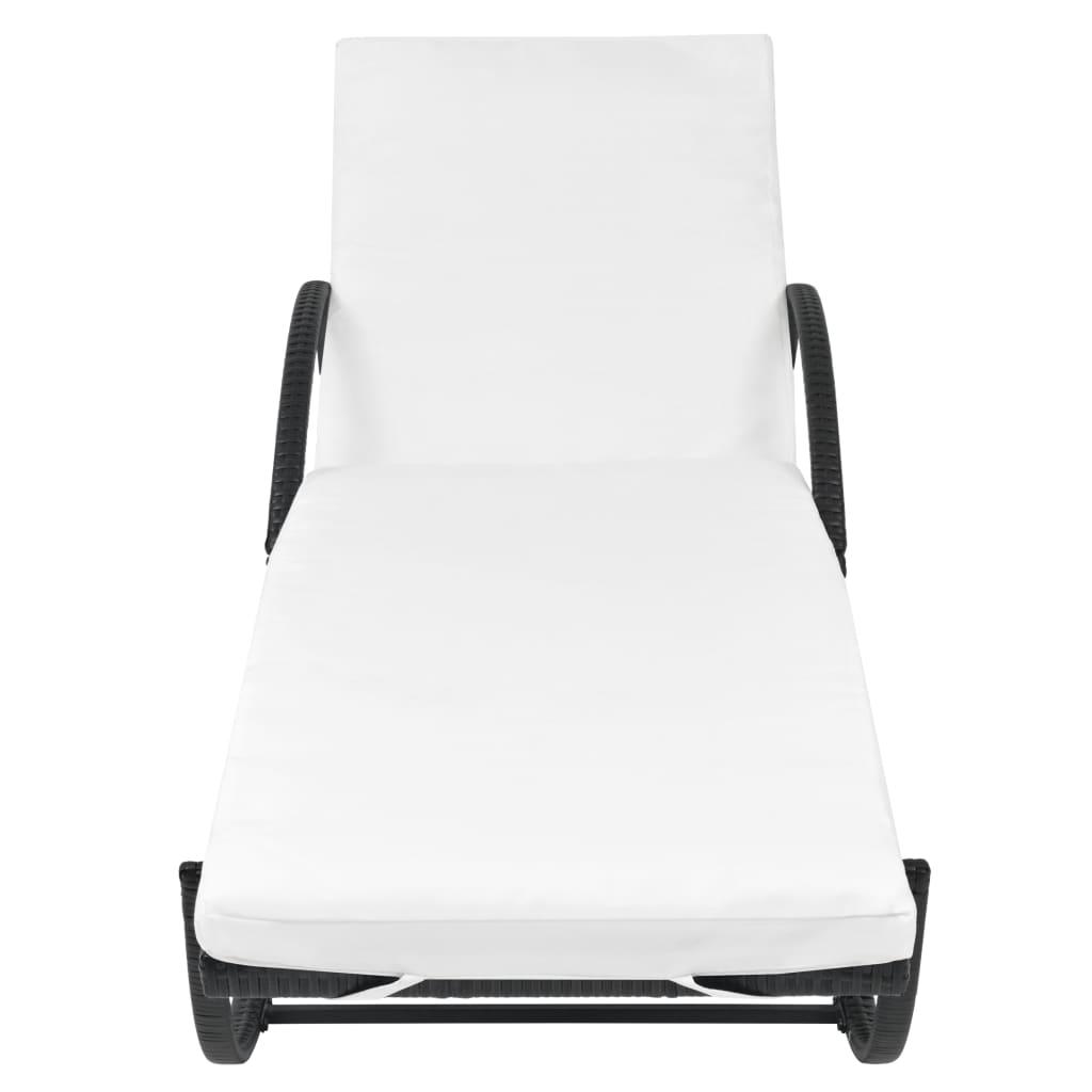 Sun Loungers 2 pcs with Table Poly Rattan Black at Set Shop and Smile