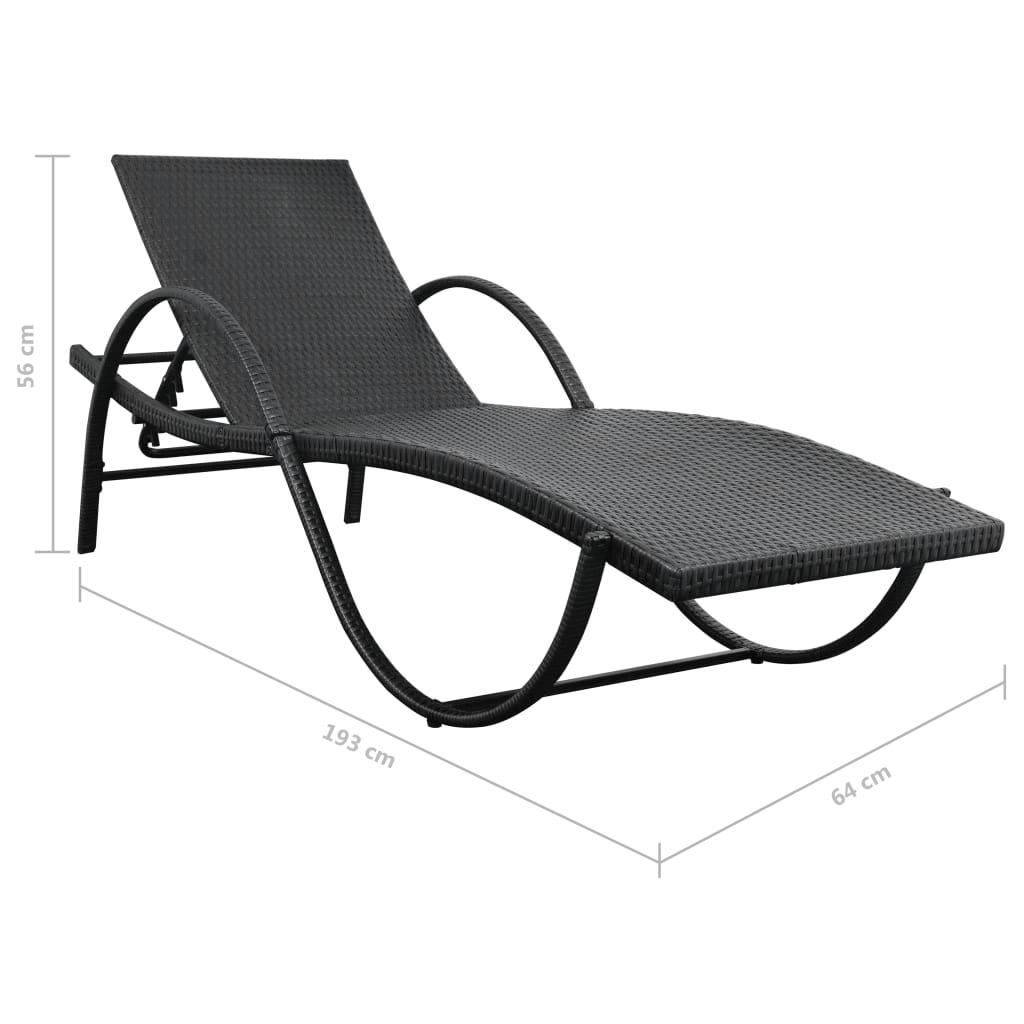 Sun Loungers 2 pcs with Table Poly Rattan Black at Set Shop and Smile