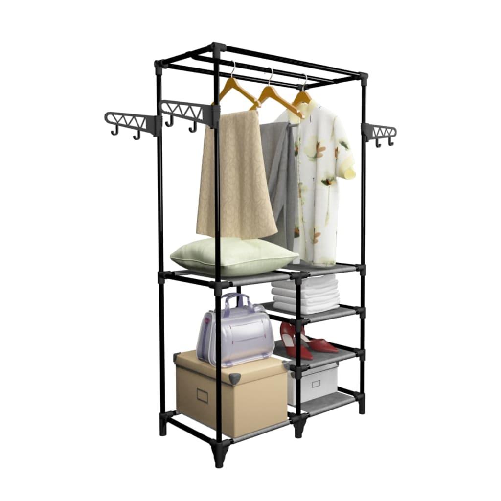 Clothes Rack Steel and Non-woven Fabric 34.3"x17.3"x62.2" Black at Set Shop and Smile