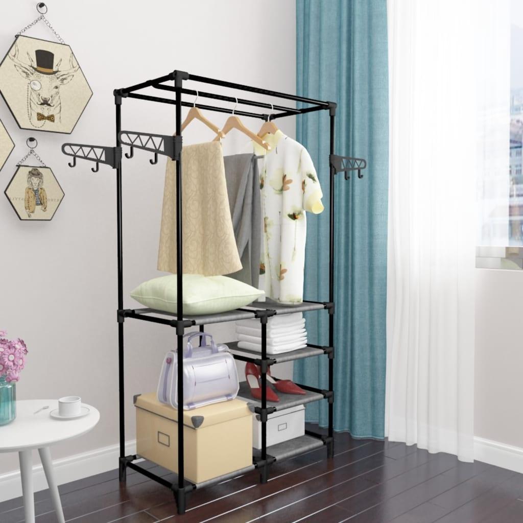 Clothes Rack Steel and Non-woven Fabric 34.3"x17.3"x62.2" Black at Set Shop and Smile