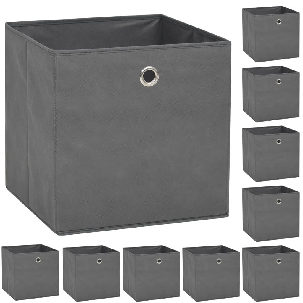 Storage Boxes 10 pcs Non-woven Fabric 12.6"x12.6"x12.6" Gray at Set Shop and Smile