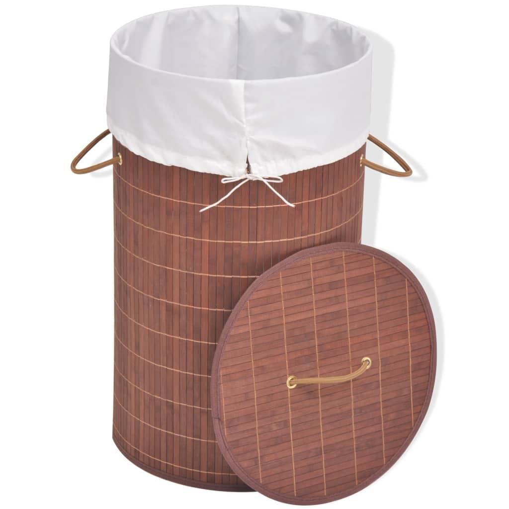Bamboo Laundry Bin Round Brown at Set Shop and Smile