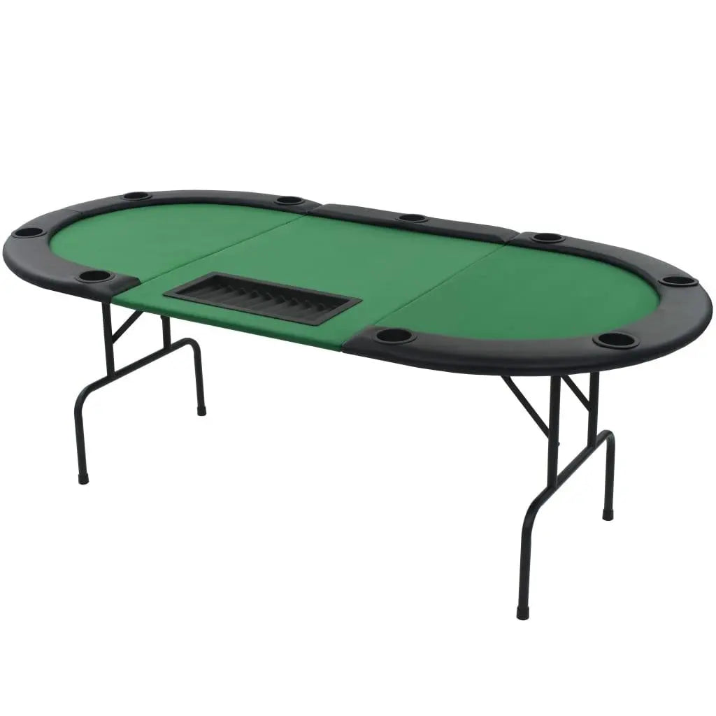 9-Player Folding Poker Table 3 Fold Oval Green at Set Shop and Smile