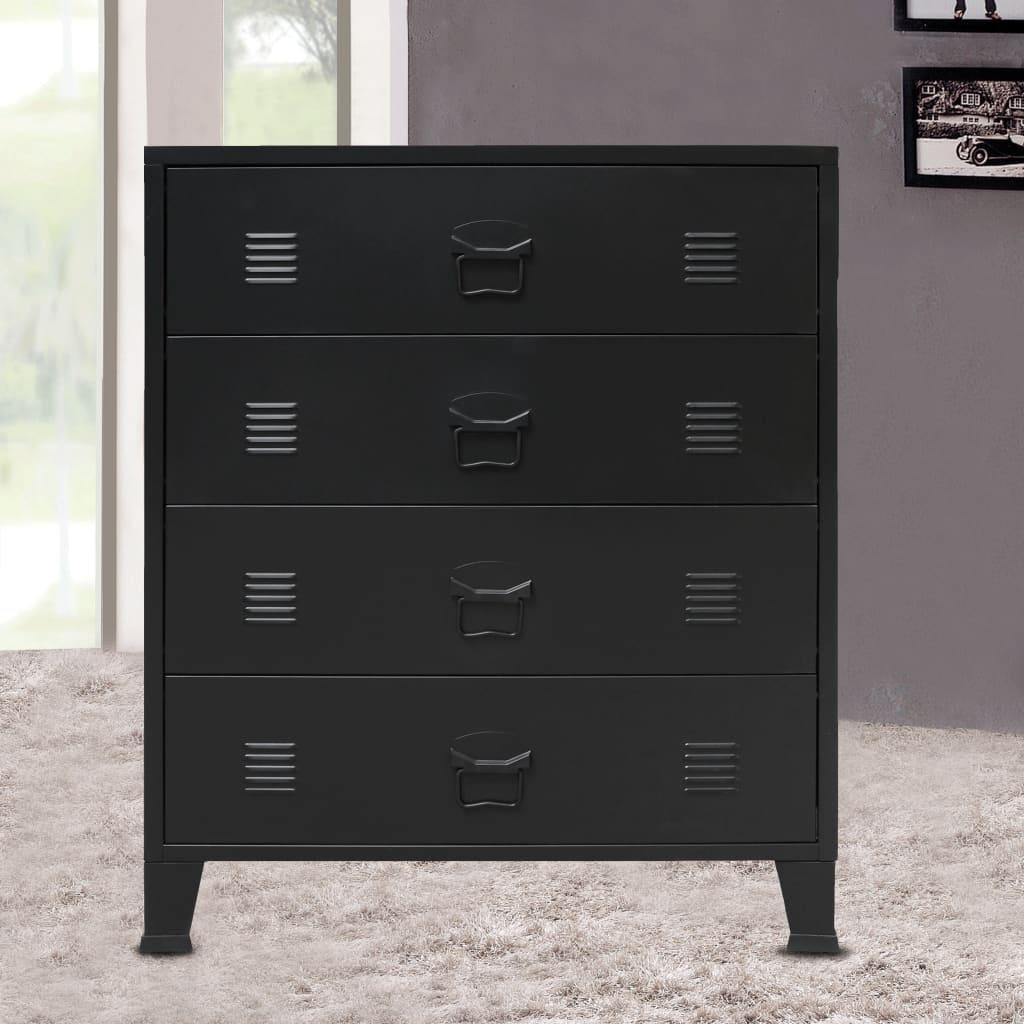 Chest of Drawers Metal Industrial Style 30.7"x15.7"x36.6" Black at Set Shop and Smile