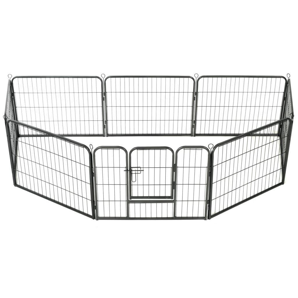 Dog Playpen 8 Panels Steel 31.5"x23.6" Black at Set Shop and Smile
